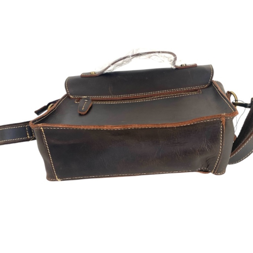 Humerpaul Leather Crossbody Messenger Bag Brown Commuter Satchel Brown NWT - Picture 12 of 14